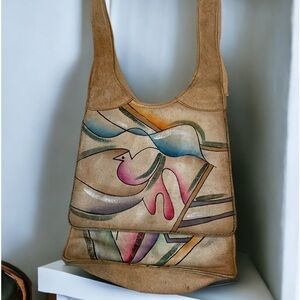 Vintage 80’s SAM SAM Leather Art Crossbody Women’s Handbag